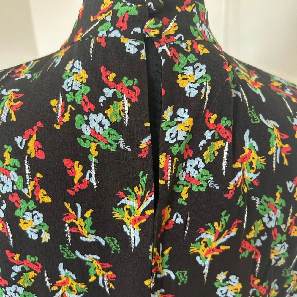 Lafayette 148 New York Green and Orange Bishop Sleeve Gown - Picture 3 of 4